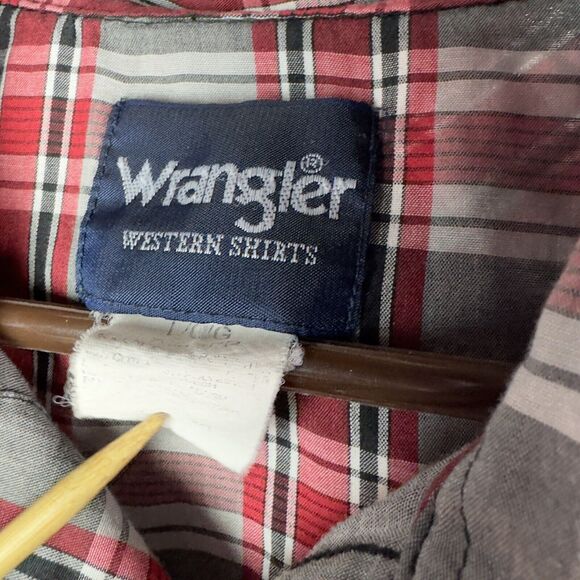 Wrangler Shirt Mens Large Western Pearl Snap Rodeo Short Sleeve Plaid - Picture 6 of 6